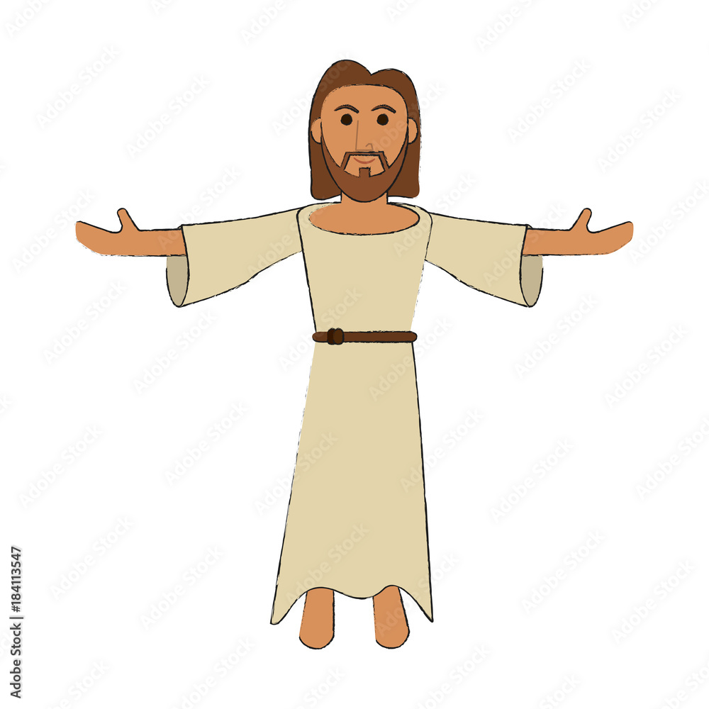 Sticker Jesuschrist cute cartoon icon vector illustration graphic design