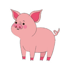Pig cute cartoon icon vector illustration graphic design