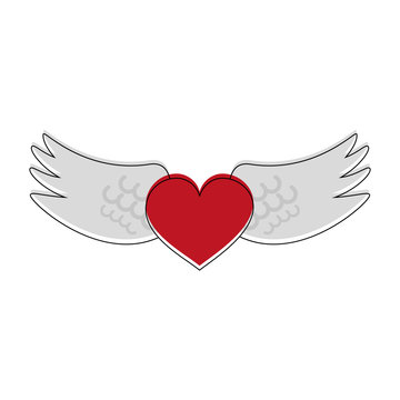 Angels wings with heart icon vector illustration graphic design