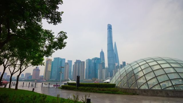 day time guangzhou cityscape riverside canton tower aerial panorama 4k china
