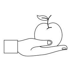 Hand holding an apple icon vector illustration graphic design