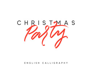 Text Party Christmas. Xmas hand drawn calligraphy lettering.