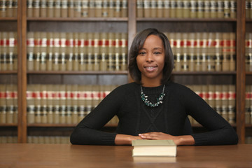 Portrait of a young attractive African American woman. Portrait of a woman attorney.