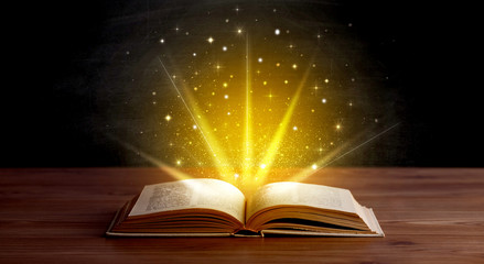 Yellow lights over book