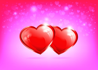 bright red design with silhouettes of the heart