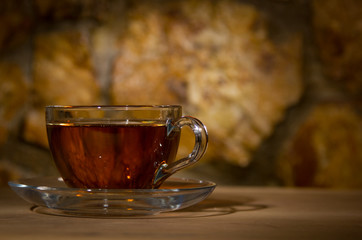 glass mug with tea
