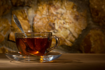 glass mug with tea