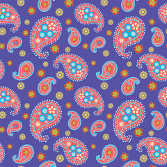 Vector floral with paisley seamless pattern.