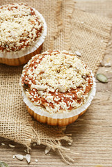 Healthy muffins with sesame seeds