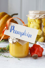Jar of pumpkin jams.