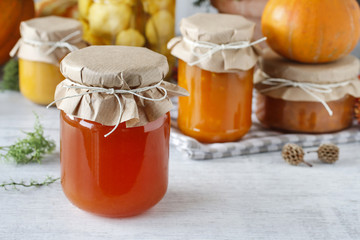 Jar of pumpkin jams.