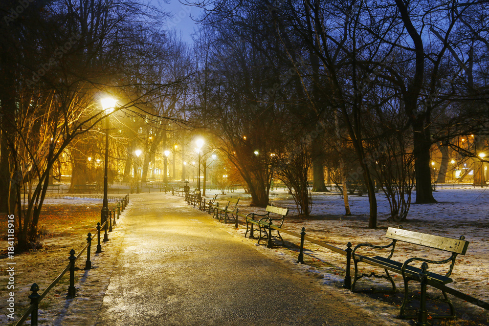 Canvas Prints KRAKOW, POLAND - JANUARY 31, 2017: Planty city park