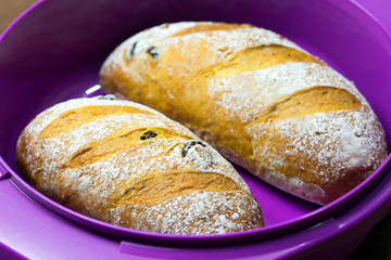 Homemade walnut and cranberry bread