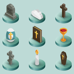 Christianity color isometric icons