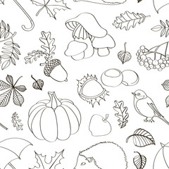 Set of autumn symbols pattern