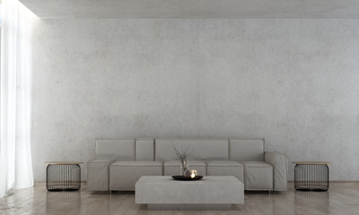 The interior design idea concept of modern living room and concrete wall texture background / 3D...