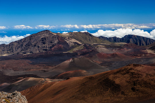 Volcanic crater at Haleakala National Park on the island of Maui, Hawaii.