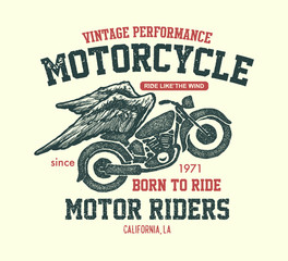 Hand drawn vintage motorcycle