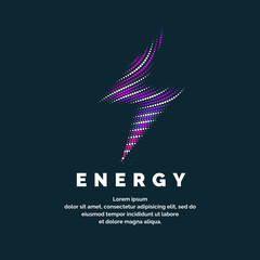 The sign of the energy. The colored zipper of the dynamic lines on a dark background.