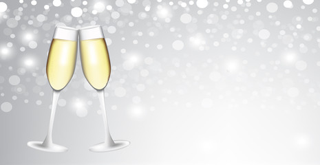 Two champagne glasses on blurred background, vector