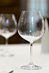 glasses on the table serving restaurant light background