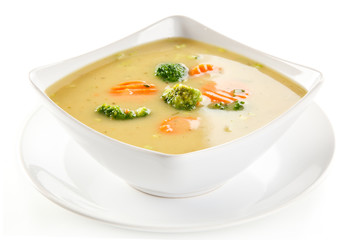 Vegetable soup on white background 