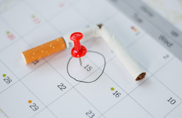 Men hand crushed some cigarettes, No Smoking