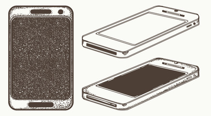 Mobile phone hand drawn vector. Modern smartphone mock up