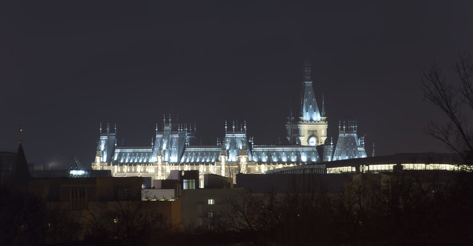 Palace of Culture in Iasi city, Romania. night scene