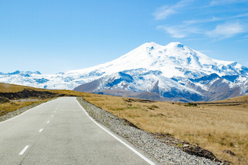 Road to the mountain Elbrus autumn
