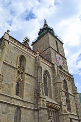 Fototapeta na wymiar Tower of an old church in Brasov, Romania