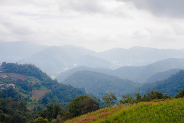 Thailand mountain in Chiang Mai at Doi Mon Jam natural landscape