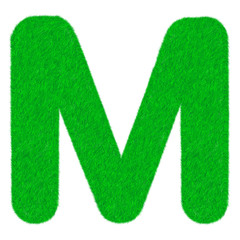 Letter of green fresh grass isolated on a white background