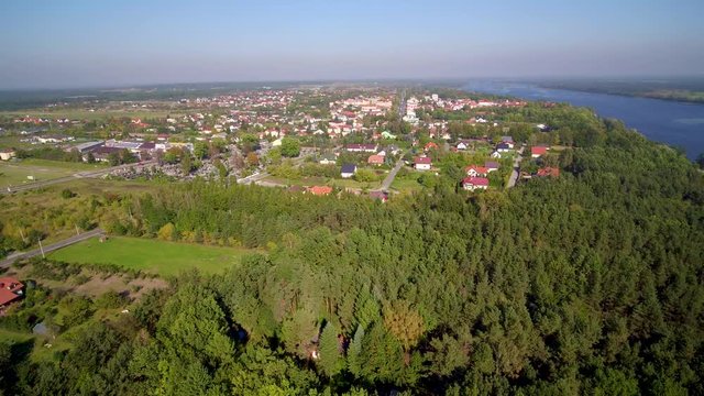 Poland, Mazovia &ndash; aerial view of the town of Serock &ndash; recreation resort near Warsaw, by the Narew River and Zegrzynski Reservoir