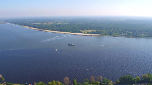 Poland, Mazovia, Narew river and Zegrzynski Reservoir seen from above the town of Serock &ndash; recreation resort near Warsaw