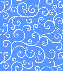 Fototapeta na wymiar Seamless pattern with whorls. Curly lines ornament. Twisting stems. Vector illustration.