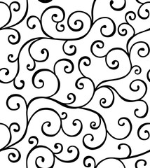 Seamless pattern with whorls. Curly lines ornament. Twisting stems. Vector illustration. - 184129993