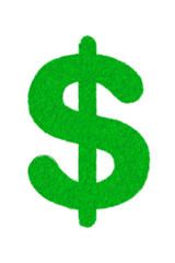 Letter of green fresh grass isolated on a white background