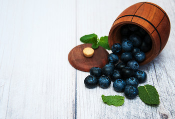 Fresh blueberries on a table