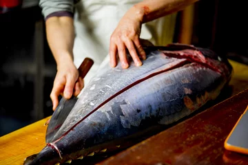 Keuken spatwand met foto マグロの解体 © kajirun