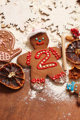 new year decorations on a wood background
