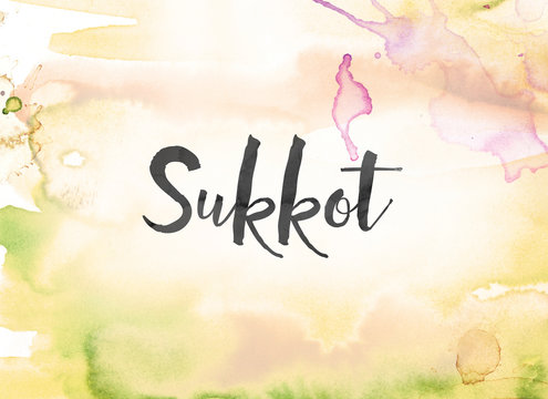 Sukkot Concept Watercolor and Ink Painting