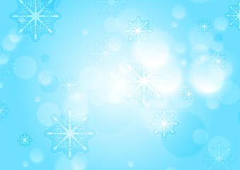 Naklejka na ściany i meble Abstract blue and white bokeh Christmas background