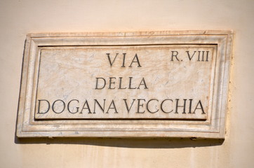 Street Plate, via della Dogana Vecchia, Rome, Italy