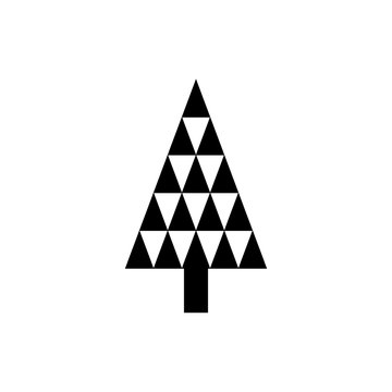 Silhouette icon of triangle Christmas tree, simple geometric vector design, symbol of fir-tree for illustration Xmas and New Year