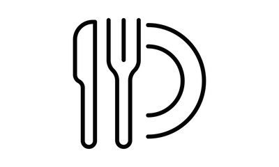 Fine Dine Icon. Fork and Knife Illustration
