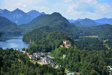 Panorama Blick auf den Alpsee in Schwangau im Allgäu Bayern
