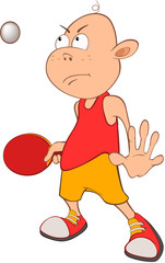 Illustration of Cute Little Boy. Table tennis
