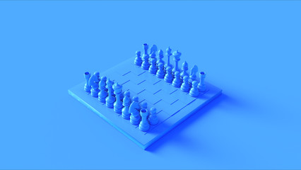 Blue Chess Board and Pieces