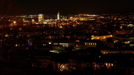 Fototapeta na wymiar Night panorama of the historic city of Brno, Czech republic